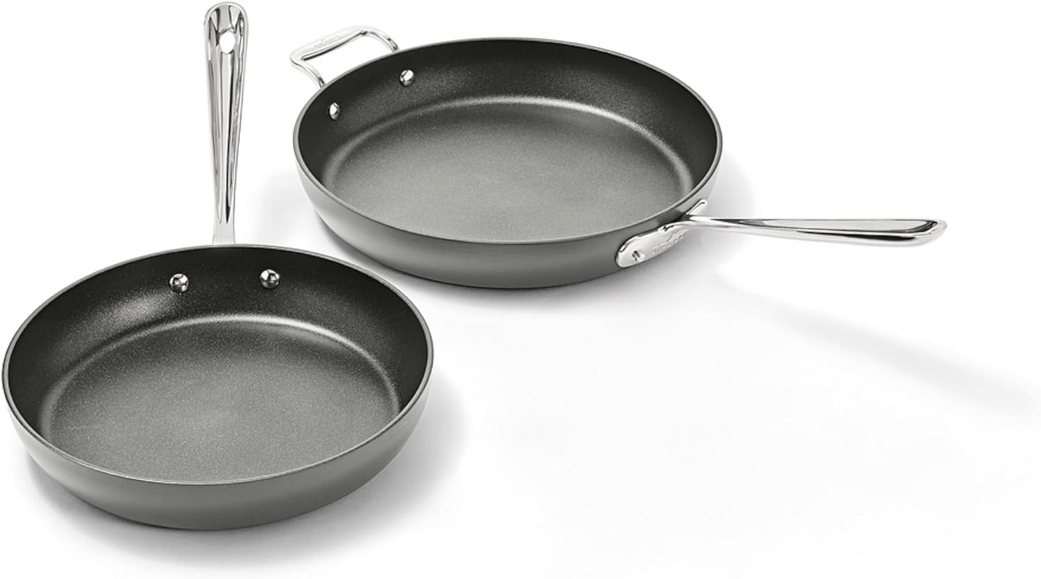 All-Clad stainless steel and nonstick pans side by side