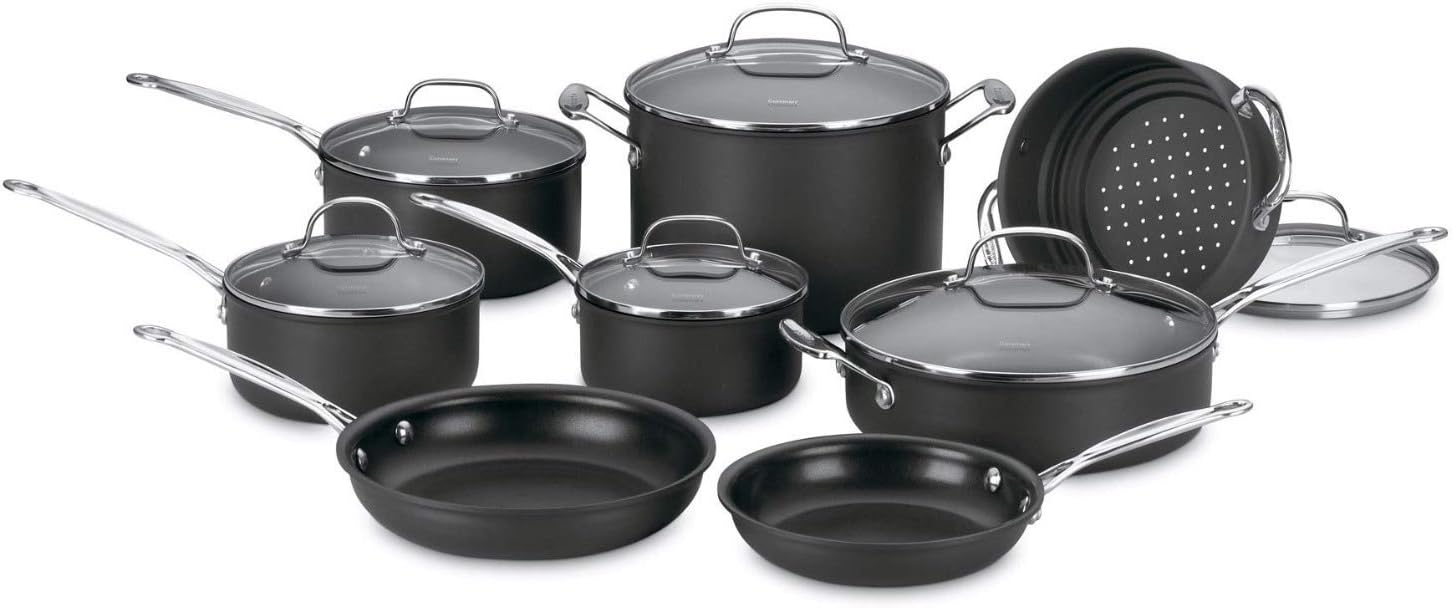 Cuisinart cookware set in a retail display