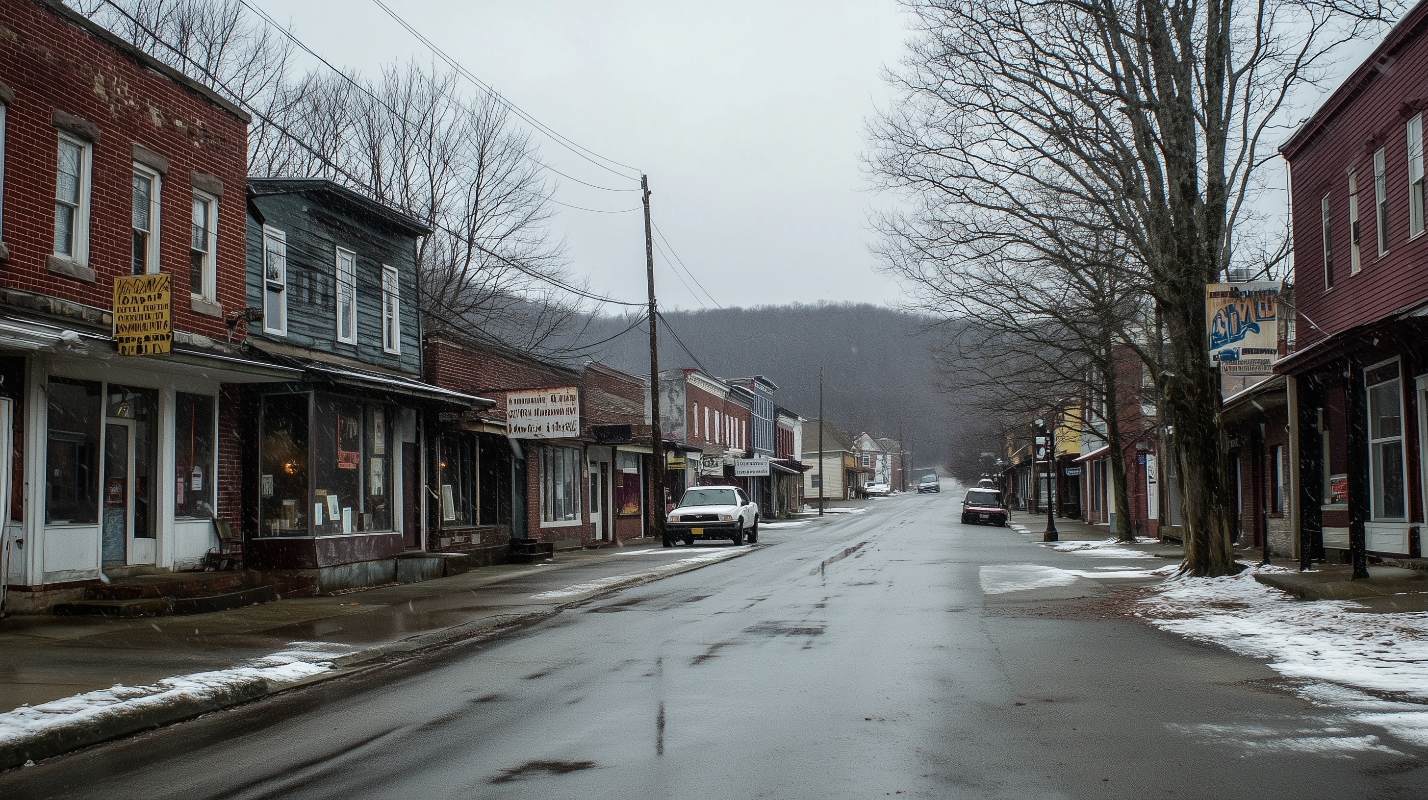 Small town street view of Hoosick Falls, NY